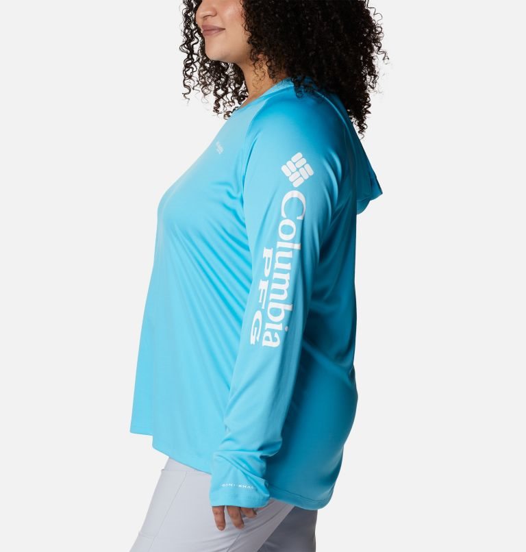 Women's Columbia PFG Tidal Tee Hoodie Blue | Plus Size CA-X301L